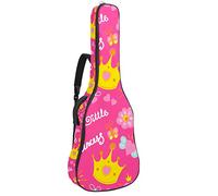 Borsa per chitarra impermeabile con cerniera morbida zaino per chitarra, basso acustico e classico folk chitarra elettrica rosa gialla corona fiori piccola principessa