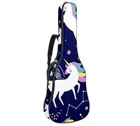 Borsa per chitarra impermeabile con cerniera morbida zaino per chitarra, basso acustico e classico folk chitarra elettrica mito unicorni cartone animato spaziale pianeta