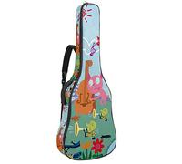 Borsa per chitarra impermeabile con cerniera morbida zaino per chitarra, basso acustico e classico folk chitarra elettrica folk foresta concerto musica carino animali cartoni animati