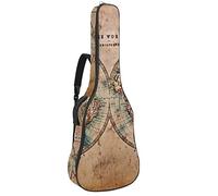 Borsa per chitarra impermeabile con cerniera morbida zaino per chitarra, basso acustico e classico folk chitarra elettrica borsa vintage retrò vecchio mondo mappa