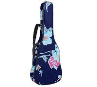 Borsa per chitarra impermeabile con cerniera morbida zaino per chitarra, basso acustico e classico folk chitarra elettrica borsa blu brillante floreale fiore blu royal