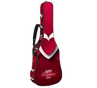 Borsa per chitarra impermeabile con cerniera morbida zaino per chitarra, basso acustico e classico folk chitarra elettrica Happy Valentine's Day Red Pink Love