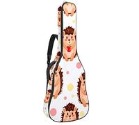 Borsa per chitarra impermeabile con cerniera morbida zaino per chitarra, basso acustico e classico folk chitarra elettrica carina riccio con cuore ciliegio rosa giallo pois