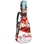 Borsa per chitarra impermeabile con cerniera morbida zaino per chitarra, basso acustico e classico folk chitarra elettrica borsa Merry Christmas carlino cane