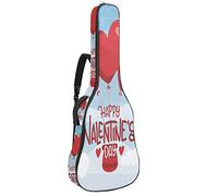 Borsa per chitarra impermeabile con cerniera morbida zaino per chitarra, basso acustico e classico folk chitarra elettrica Happy Valentines Day-Love Balloon Cloud