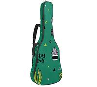 Borsa per chitarra impermeabile con cerniera morbida zaino per chitarra, basso acustico e classico folk chitarra elettrica Cactus bella bianco verde bianco