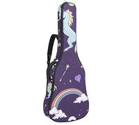 Borsa per chitarra impermeabile con cerniera morbida zaino per chitarra, basso acustico e classico folk chitarra elettrica mito unicorni arcobaleno nuvola magia