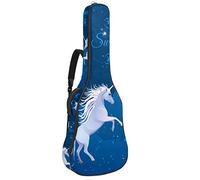 Borsa per chitarra impermeabile con cerniera morbida zaino per chitarra, basso acustico e classico folk chitarra elettrica borsa argento unicorni blu dolce sogni