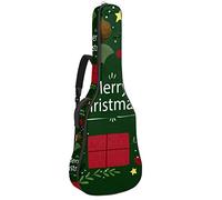 Borsa per chitarra impermeabile con cerniera morbida zaino per chitarra, basso acustico e classico folk chitarra elettrica verde Merry Christmas-01