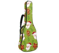 Borsa per chitarra impermeabile con cerniera morbida zaino per chitarra, basso acustico e classico folk chitarra elettrica borsa Natale salice bambola Babbo Natale verde rosso bianco