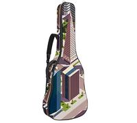 Borsa per chitarra impermeabile con cerniera morbida zaino per chitarra, basso acustico e classico folk chitarra elettrica cittadina edifici moderni