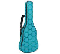 Borsa per chitarra impermeabile con cerniera morbida zaino per chitarra, basso acustico e classico folk chitarra elettrica borsa esagonale geometrica texture blu
