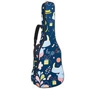 Borsa per chitarra impermeabile con cerniera morbida zaino per chitarra, basso acustico e classico folk chitarra elettrica borsa divertente animali buon compleanno ippopotamo floreale