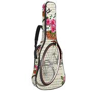 Borsa per chitarra impermeabile con cerniera morbida zaino per chitarra, basso acustico e classico folk chitarra elettrica vintage Parigi Eiffel Torre Bicicletta