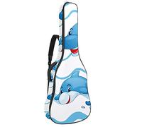 Borsa per chitarra impermeabile con cerniera morbida zaino per chitarra, basso acustico e classico folk chitarra elettrica borsa carina adorabile cartone animato delfino mare onda