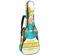 Borsa per chitarra impermeabile con cerniera morbida zaino per chitarra, basso acustico e classico folk chitarra elettrica Happy Mother Earth Day con carino pianeta