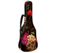 Borsa per chitarra impermeabile con cerniera morbida zaino per chitarra, basso acustico e classico folk chitarra elettrica borsa vintage Sugar Skull Floral Pattern