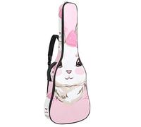 Borsa per chitarra impermeabile con cerniera morbida zaino per chitarra, basso acustico e classico folk chitarra elettrica mano disegnare rosa coniglio mangiatore