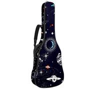 Borsa per chitarra impermeabile con cerniera morbida zaino per chitarra, basso acustico e classico folk chitarra elettrica borsa spazio esterno pianeti luna stelle universo