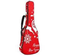 Borsa per chitarra impermeabile con cerniera morbida zaino per chitarra, basso acustico e classico folk chitarra elettrica borsa Merry Christmas Red Ornament-01