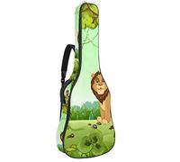Borsa per chitarra impermeabile con cerniera morbida zaino per chitarra, basso acustico e classico folk chitarra elettrica verde foresta leone scimmia uccelli