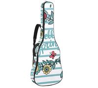 Borsa per chitarra impermeabile con cerniera morbida zaino per chitarra, basso acustico e classico folk chitarra elettrica banda blu floreale