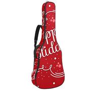 Borsa per chitarra impermeabile con cerniera morbida zaino per chitarra, basso acustico e classico folk chitarra elettrica folk Happy Holidays con sfondo rosso
