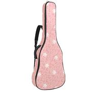 Borsa per chitarra impermeabile con cerniera morbida zaino per chitarra, basso acustico e classico folk chitarra elettrica piccola bianco floreale salice rosa
