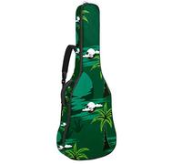 Borsa per chitarra impermeabile con cerniera morbida zaino per chitarra, basso acustico e classico folk chitarra elettrica verde luna coco albero
