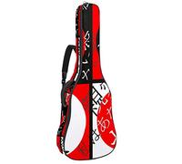 Borsa per chitarra impermeabile con cerniera morbida zaino per chitarra, basso acustico e classico folk chitarra elettrica borsa giapponese lettere modello rosso nero bianco