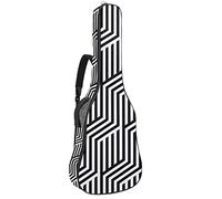 Borsa per chitarra impermeabile con cerniera morbida zaino per chitarra, basso acustico e classico folk chitarra elettrica esagonale nero bianco strisce geometriche