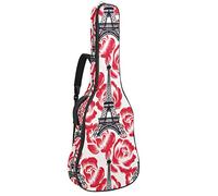 Borsa per chitarra impermeabile con cerniera morbida zaino per chitarra, chitarra acustica e classica folk chitarra elettrica Parigi Rose Eiffel Tower