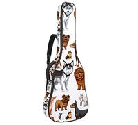 Borsa per chitarra impermeabile con cerniera morbida zaino per chitarra, chitarra acustica e classica folk chitarra elettrica carino Husky Dog Chihuahua Shar Pei Puppy