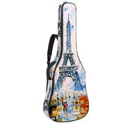 Borsa per chitarra impermeabile con cerniera morbida zaino per chitarra, chitarra acustica e classica folk chitarra elettrica Parigi Eiffel Tower Art