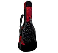 Borsa per chitarra impermeabile con cerniera morbida zaino per chitarra, chitarra acustica e classica folk chitarra elettrica corvo rosso sangue luna