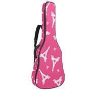Borsa per chitarra impermeabile con cerniera morbida zaino per chitarra, chitarra acustica e classica folk, rosa Parigi Eiffel Tower Love