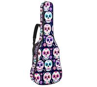 Borsa per chitarra impermeabile con cerniera morbida zaino per chitarra, chitarra acustica e classica folk chitarra elettrica Day Of The Dead Skulls Pattern
