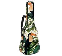 Borsa per chitarra impermeabile con cerniera morbida zaino per chitarra, chitarra acustica e classica folk chitarra elettrica tropicale verde foglie uccelli tucano