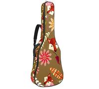 Borsa per chitarra impermeabile con cerniera morbida zaino per chitarra, chitarra acustica e classica folk chitarra elettrica Fox Hed giallo fiori rosa colorati