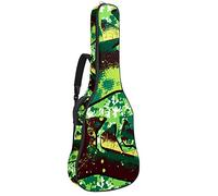 Borsa per chitarra impermeabile con cerniera morbida zaino per chitarra, chitarra acustica e classica folk chitarra elettrica dinosauro camo verde