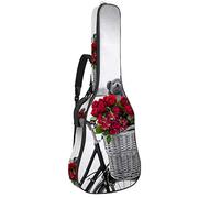 Borsa per chitarra impermeabile con cerniera morbida zaino per chitarra, chitarra acustica e classica folk chitarra elettrica Parigi Torre Eiffel con bici rosa