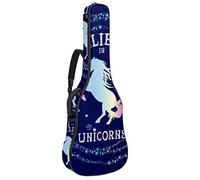 Borsa per chitarra impermeabile con cerniera morbida zaino per chitarra, chitarra acustica e classica folk chitarra elettrica Believe Unicorns Stars Mysterious Navy