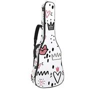 Borsa per chitarra impermeabile con cerniera morbida zaino per chitarra, chitarra acustica e classica folk chitarra elettrica corona cuore carina