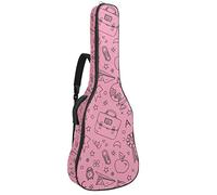 Borsa per chitarra impermeabile con cerniera morbida zaino per chitarra, chitarra acustica e classica folk chitarra elettrica disegnata a mano indietro a scuola rosa