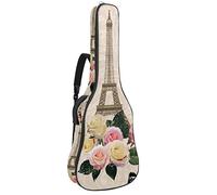 Borsa per chitarra impermeabile con cerniera morbida zaino per chitarra, chitarra acustica e classica folk chitarra elettrica Parigi Eiffel Torre Fiori farfalla