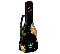 Borsa per chitarra impermeabile con cerniera morbida zaino per chitarra, chitarra acustica e classica folk chitarra elettrica per bambini segno zodiacale Leo nero