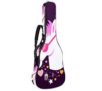 Borsa per chitarra impermeabile con cerniera morbida zaino per chitarra, chitarra acustica e classica folk chitarra elettrica Cool Purple Pink Unicorn con occhiali da sole