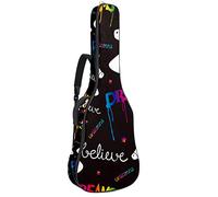 Borsa per chitarra impermeabile con cerniera morbida zaino per chitarra, chitarra acustica e classica folk chitarra elettrica Believe Unicorns Dreams Cartoon nero