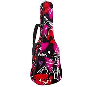 Borsa per chitarra impermeabile con cerniera morbida zaino per chitarra, chitarra acustica e classica folk chitarra elettrica Parigi Torre Eiffel Love Lips Pattern