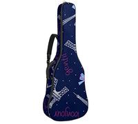 Borsa per chitarra impermeabile con cerniera morbida zaino per chitarra, chitarra acustica e classica folk chitarra elettrica Parigi Torre Eiffel Bow Tie Navy sfondo